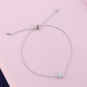 S925 Silver Moissanite Round Bag Micro-inlaid Round Moissanite Electroplated K Platinum Bracelet For Women