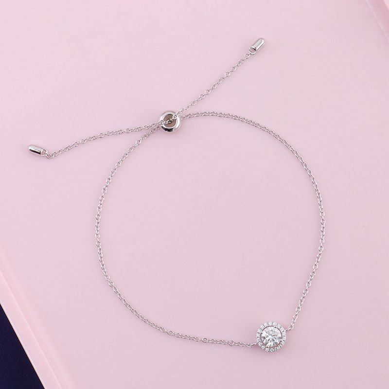 S925 Silver Moissanite Round Bag Micro-inlaid Round Moissanite Electroplated K Platinum Bracelet For Women
